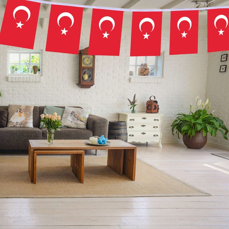 30 PCS Turkey Flag, 33 FT Turkish National Bunting,DecorGarden With