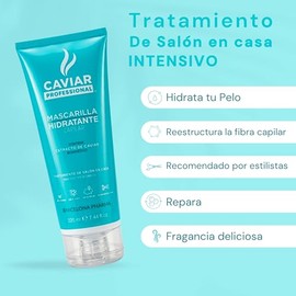 Mascarilla para cabello hidratante  Hidrata y reconstruye  Sin sulfatos y parabenos  Extracto de caviar                                               