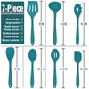 Silicone Cooking Utensils Set, E-far 7-Piece Blue Heat Resistant Kitchen