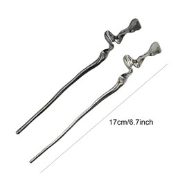 Metal Vintage Irregular Curve Decorative Chinese Hair Sticks and Pins for Women - Minimalist Hair Bun Accessories