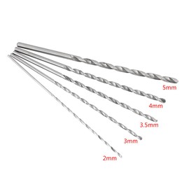 DEWIN Long Spiral Drill Bits, 5pcs Drill Bits High Hardness High Speed Steel Straight Shank Twist Drill Bit Tool Sets 2-5mm for Wood Plastic Aluminum Home Building