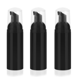 Foam Pump Bottle 3Pcs Travel Lash Shampoo Bottle, Empty Portable Refillable Mousse Foam Soap Dispenser for Hand Soap, Lash Cleanser, Shampoo, Face Wash, Cosmetics (Black, 2oz/60ml)