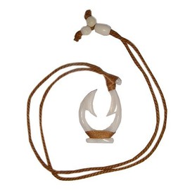 Hawaiian Jewelry Shell Double Fish Hook Necklace Pendant