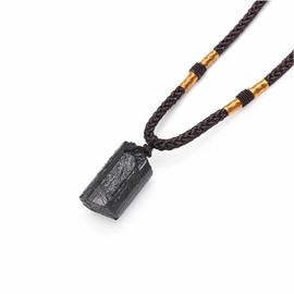 4Pcs Natural Black Tourmaline Stone Pillar Pendant Necklace Tourmaline Amulet Natural Free Form Crystal Pendant