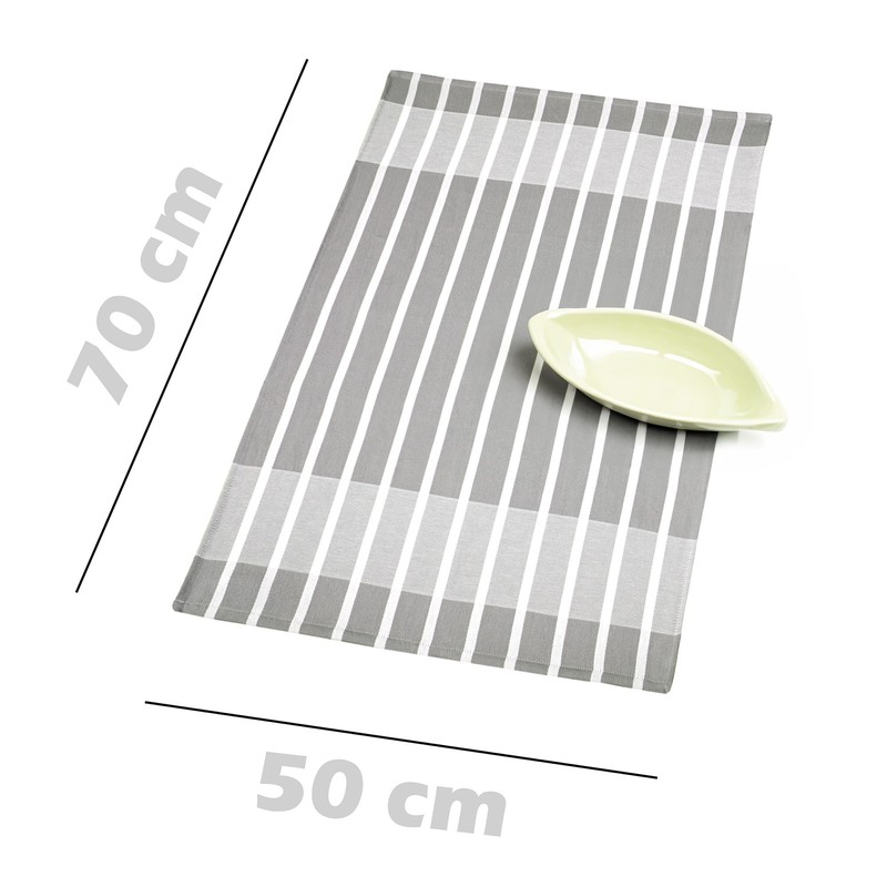 Lashuma Tea Towels, Grey / White, Set of 3 Hand
