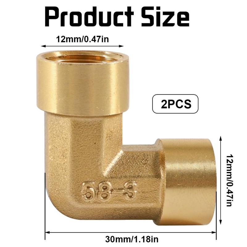 Pack of 2 Brass Angle 90°, 1/4 Inch Female Thread/IG,