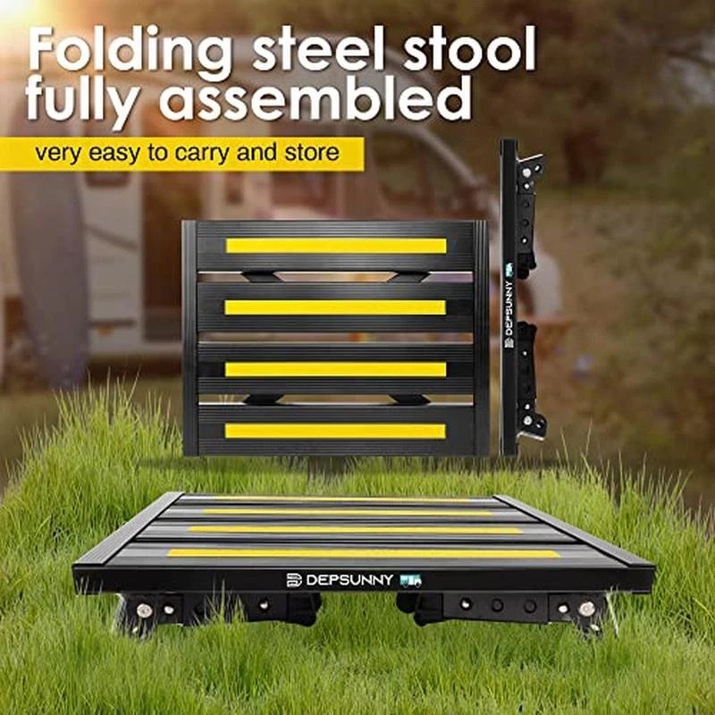 Unbranded Adjustable Aluminum RV Step Stool Foldable Non-Slip Platform Supports