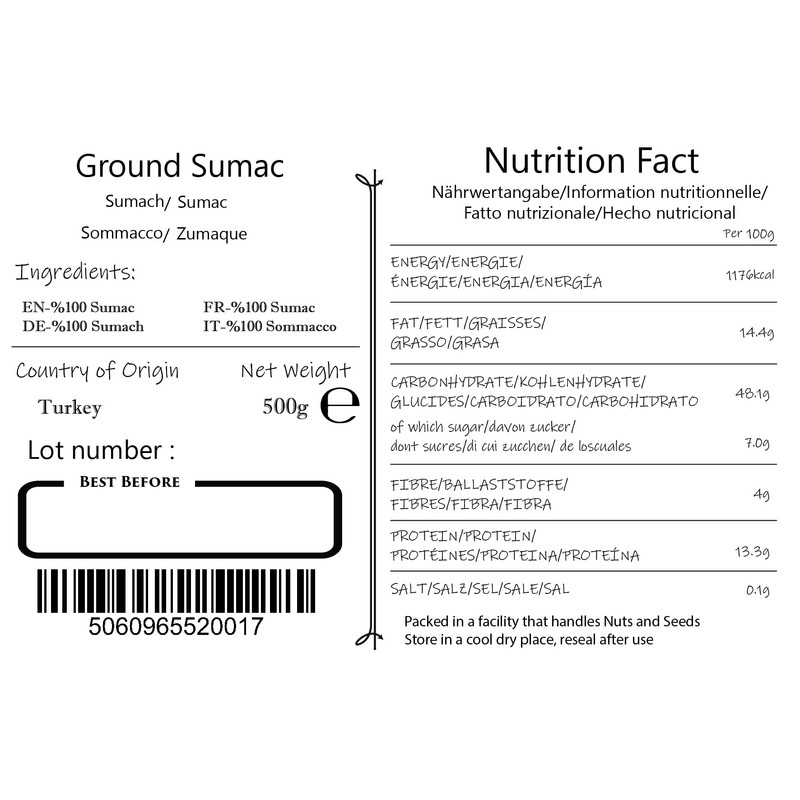 Seba Garden Ground Sumac 500g Wine coloured Sumak from Turkey