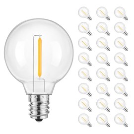 Bacane Bombillas de Repuesto LED G40 para Guirnaldas de Luces, Bombillas Irrompibles con Base E12, 1W Igual a 5W, Blanco Clido 2700k, Paquete de 25,  