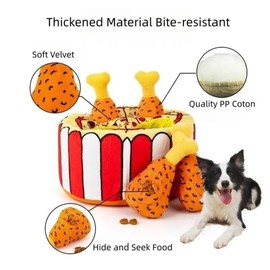 Styly Pet Supplies Crinkle Dog chew Toy for Small, Medium, and Large Breeds No Stuffing Plush Enrichment Squeak Toys Fried Chicken Legs Pizza Snuffle Squeaky Puzzle Cognitive Toys for Dogs.
