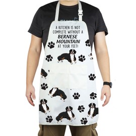 Bernese Mountain Apron With Pockets Bernese Mountain Gifts Adjustable Cooking Apron For Animal Dog Lovers (Bernese Mountain Apron CA)