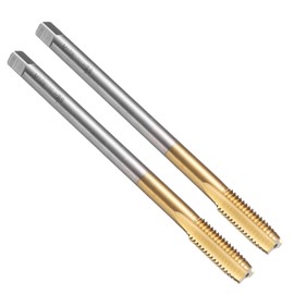 sourcing map 2pcs Straight Flute Thread Tap, M10 x 1.5 130mm Extra Long Metric Titanium Coated Screw Threading Tapping Tool Thread Milling Machine Taps, High-Speed Steel 6542 (HSS 6542)