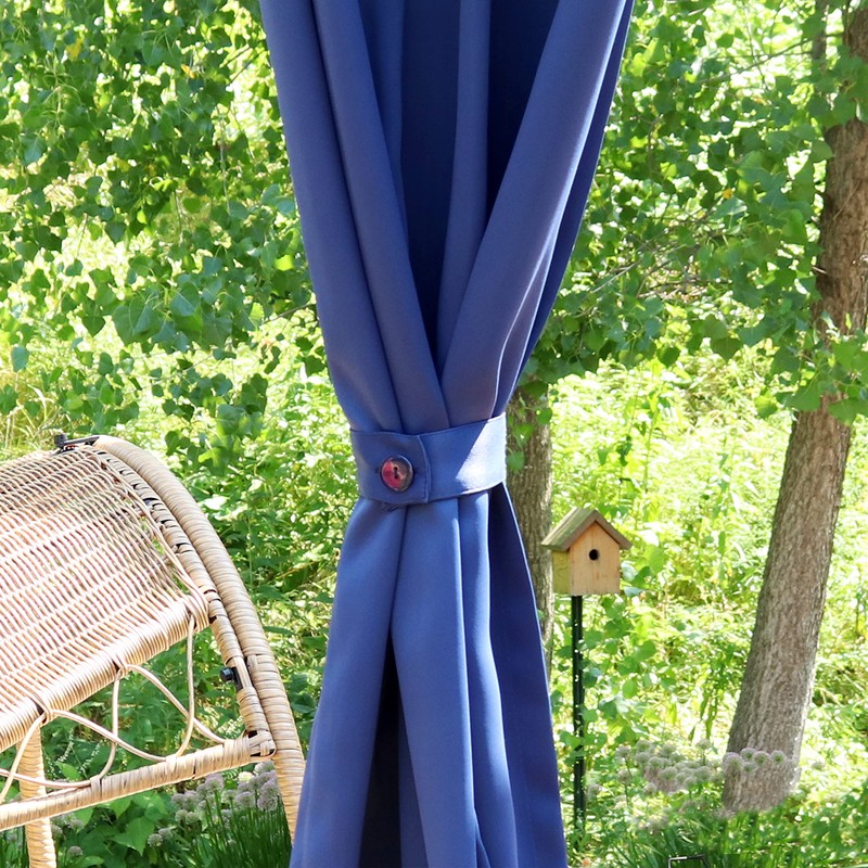 Sunnydaze 13.5-Inch Polyester Curtain Tiebacks with Resin Buttons - Holdbacks