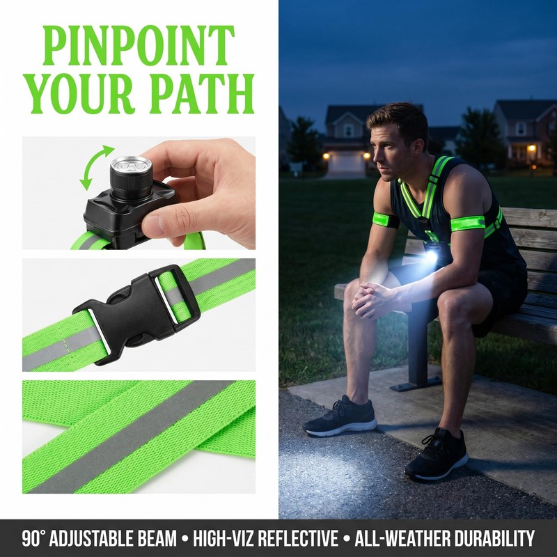 eefaYIYIFA LED Reflective Running Vest, 2-Piece Rechargeable LED Armband Set,