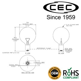 CEC Industries 20-99C, 12V, 13W, G16.5 Globe Shape Clear Bulb for Recreational Vehicles (1-Pack)