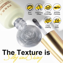 NXJ INFILILA 0.5 OZ Cat Eye Gel Polish, 15ML Holographic Glitter Shimmer Translucent Jelly Color Magnetic Silver Nail Polish for Nail Art Manicure Salon DIY at Home JB01