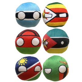 Raclove 6PC Countryballs Plushies - Soft & Educational National Character Toys. Your Collection of Countryball and Polandball Plushies. (14NA-BW-ZW-MZ-ZM-MW)