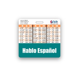 Hablo Español (I Speak Spanish) Badge Buddy Horizontal w/Height & Weight Conversion Charts (Standard, Teal)
