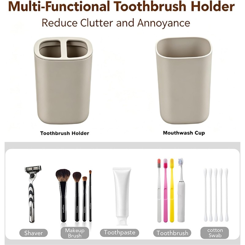 Juego de accesorios de baño beige mate, 4 dispensadores de