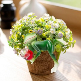 Encuryna Mini-Frosch Topfpflanzen Dekorationen, Miniatur-Frosch-Figuren, lustige Frosch Garten Dekorationen, Deko Garten Frosch Figuren,für Garten,Balkon,Haus