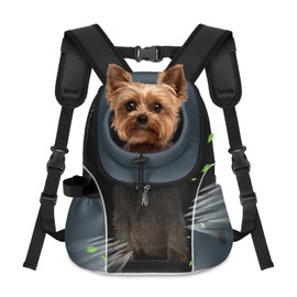 WOYYHO Pet Dog Carrier Backpack Small Dog Front Backpack Ventilated Mesh Dog Travel Back Pack with Safety Belt for Travel Hiking Cycling Outdoor Adventures (Size S: 2-4.5 lbs, Dark Gray)