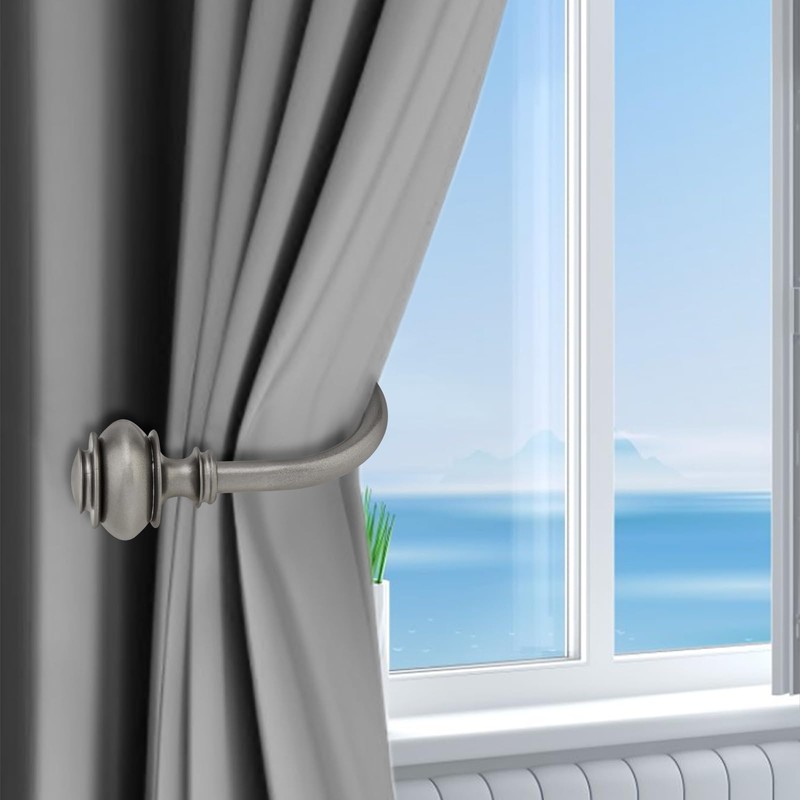 HOJLKLD Curtain Holdbacks, 4 Pack Wall Mounted Window Drapery Tiebacks