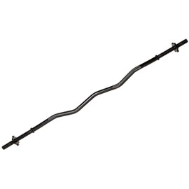 Signature Fitness Standard Threaded Curl Barbell Curl Bar with Collars, 48 inch, Black