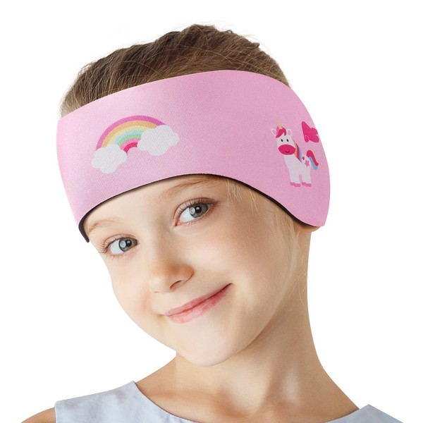 HeySplash Swimming Headband, Swimming Earplugs Kids Ear Plugs Ear Band Swimmer Ear Protection, Elastic Neoprene Ear Guard & Hair Guard for Kids, Adults, Keep Water Out & Hold Earplugs in, Medium, Pink