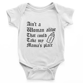 Freedomtees Ain't A Woman Alive That Could Take My Mama's Place Funny Baby Gift Rap Lyrics Unisex Bodysuit shirt (Baby, White, New Born)