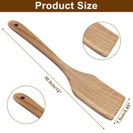 Jiozermi Teak Spatula for Cooking, Wok Spatula with Long Handle Cooking Utensils Wooden Spatula for Cooking, Nonstick Pans, Flipping Eggs, Pancakes