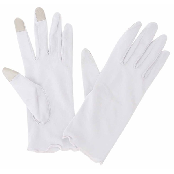 Fascinating and moisturizing silk sleep smartphone compatible gloves, white