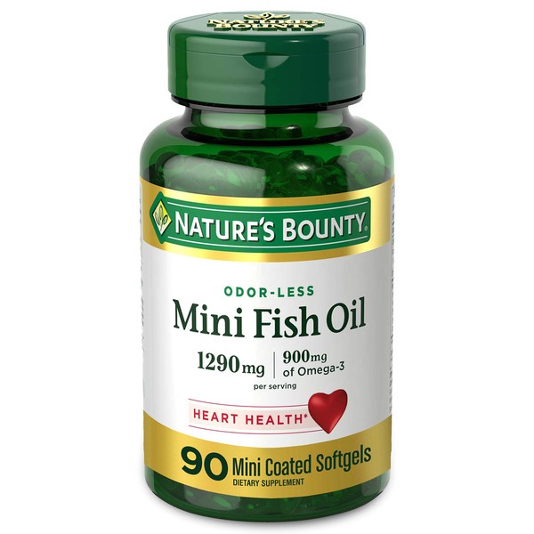 Nature’s Bounty Mini Fish Oil, 1290mg, 900mg of Omega-3, 90 Softgels