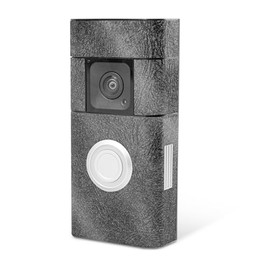 MightySkins Glossy Glitter Skin Compatible with Ring Video Doorbell Plus - Black Leather | Protective, Durable High-Gloss Glitter Finish | Easy to Apply