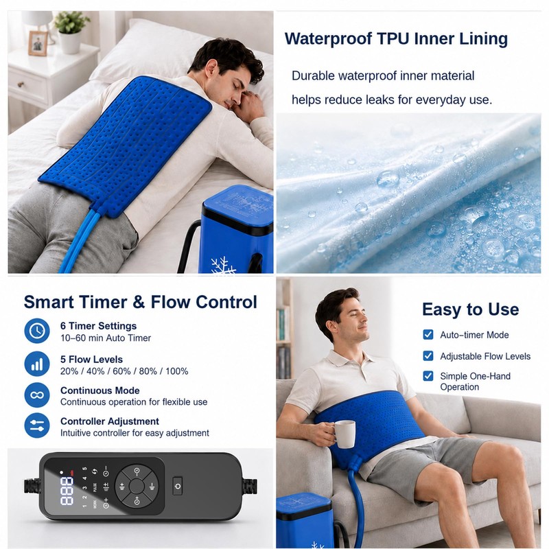 Ice Therapy Machine with Universal Large Flat Pad, 16QT Quiet