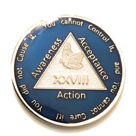 Recovery Line 28 Year Al-Anon Medallion - Al-Anon Blue, Tri-Plate Medallion, Chip, Coin, Token