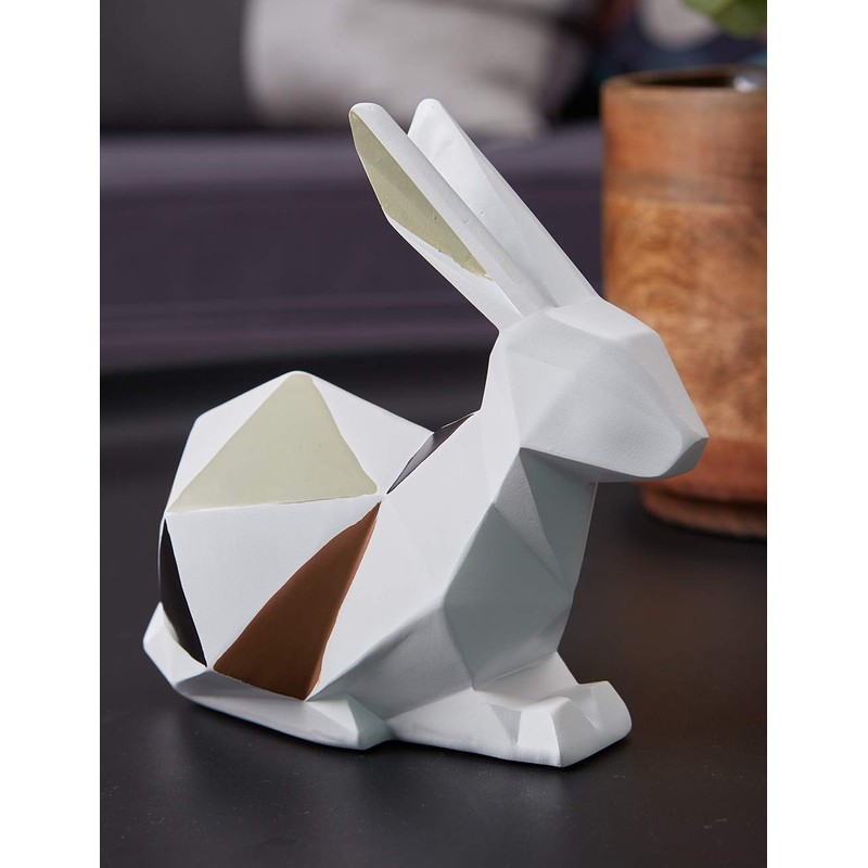 Amoy-Art Rabbit Sculptures Figures Modern Arts Decor Animal Statue Living