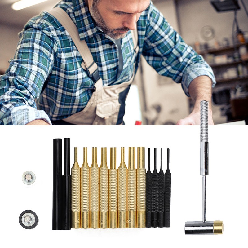 17Pcs Punch Set Mechanical Installation Round Punches Maintenance Tool Kit
