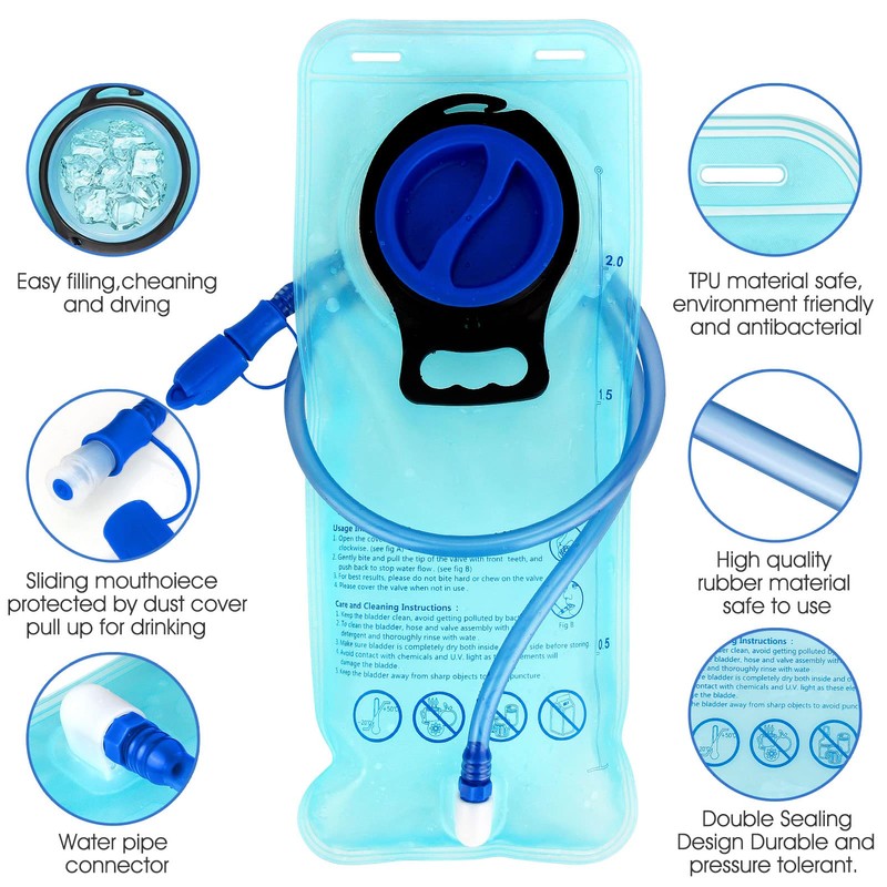 UBEGOOD Hydration Bladder, 2L Water Bladder, Sports Water Bubbles with