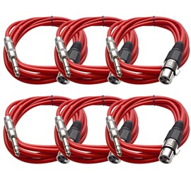 Seismic Audio SATRXL-F10 10-Feet XLR Female to 1/4-Inch TRS Patch Cables - Red