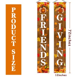 MEHOFOND Friendsgiving Porch Banner Sign, Fall Maple Leaves Thanksgiving Door Decorations, Board Wall Hanging Farmhouse Supplies, Friends Giving Porch Decor Outdoor for Home Office Holiday