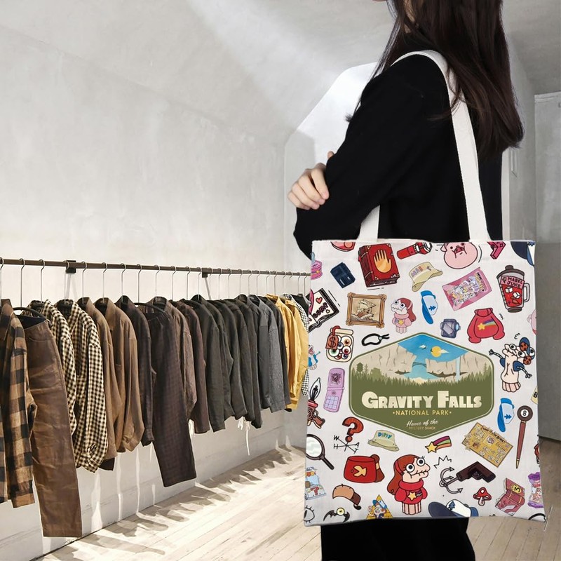 Gravity Cartoon Characters Inspired Tote Bag Twins Pines Mysteries Shack