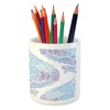 Lunarable Eastern Pencil Pen Holder, Traditional Paisley Motifs Pattern Floral