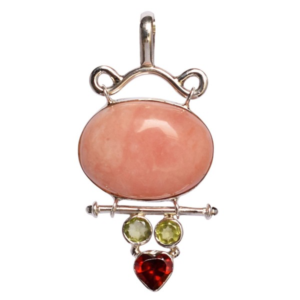 Ravishing Impressions 925 Sterling Silver Pink Opal, Peridot & Red