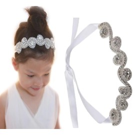 Bridal Crystal Flower Girl Headband Wedding Hair Accessories Hair Jewelry Rhinestone Jewelry Headdress Party Headband Hair Accessories (Silver, 36CM)