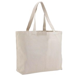 Economical Cotton Tote Bag, 6 | 8 Pack, 100% Cotton, 16" x 15" with 21" Handle Reusable Grocery Bags for Shopping (With Bottom Gusset, Natural, 8 Pack)