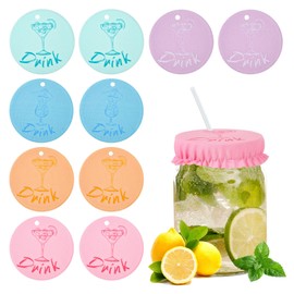 10pcs Drink Cover, Polyester Ammonia Drink Cover Scrunchies with Straw Hole 5 Colors Reusable Cup Covers for Alcohol Protection Drink Cover for Women