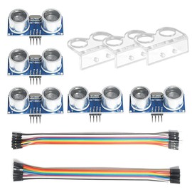 5Pcs Ultrasonic Sensor Module Kit HC-SR04 Distance Sensor with 3pcs Mounting Bracket Compatible with Ardu-ino UNO Mega R3 Mega2560 Duemilanove Nano Rapsberry Pi 3 Robot XBee ZigBee