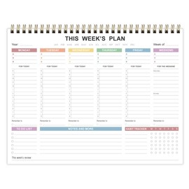 Undated Weekly Planner - Undated Daily Productive Weekly To Do List Notepad for Work and Home, 52 Week, 8.5" x 11", Colorful