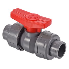 PATIKIL 20mm ID Double Union Ball Valve, 1 Pack PVC Socket Type Shut-Off Valve Switch for Water Flow Control, Gray
