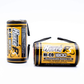 HyperPS 2 pcs 1.2V Sub C SubC 1800mAh NiCd Ni-Cd Rechargeable Battery for Power Tools Battery Pack (w/Tabs)